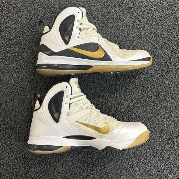 Nike LeBron 9 P.S. Elite Home 51698-100 Size 11.5 white black gold sparkle 2012 main image 4